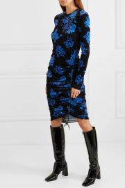 Commission - Ruched floral-print velvet dress at Net A Porter